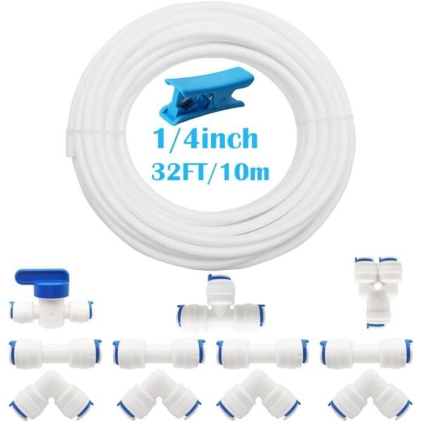 Kit para sistema RO de 12 piezas con tubo de 10m de 1/4"