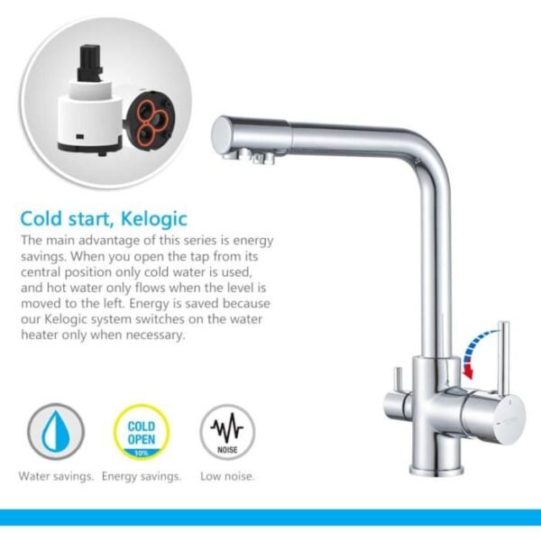 Grifo con 2 salidas y 3 vías eficiencia energética A++ - Imagen 3