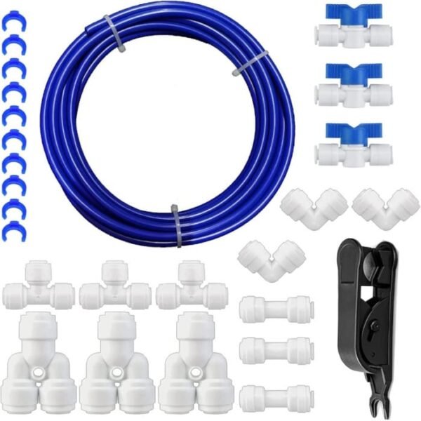 Tubo de 10m de 1/4" para sistema RO conexión (Y + T + I + L + tipo + válvula de Cierre)