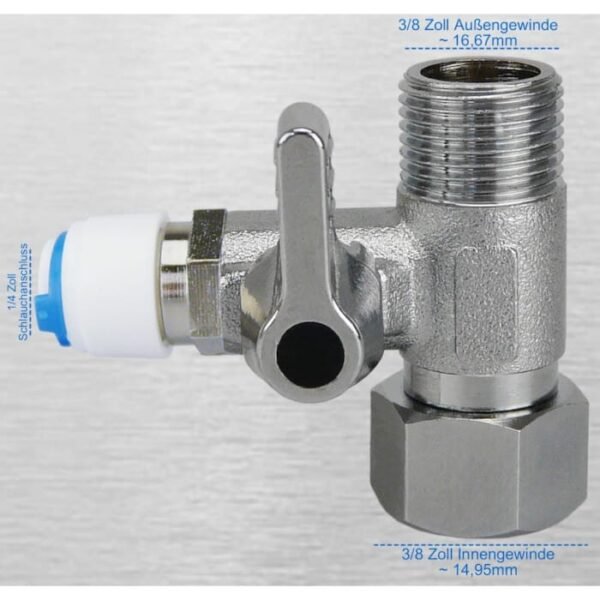 Válvula de cierre Quick-Adaptador en T  3/8 x 3/8 x 1/4" - Imagen 5