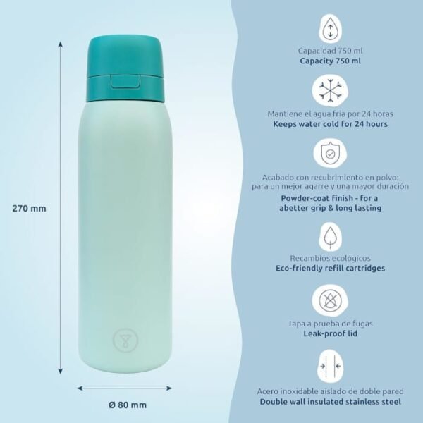 Botella de indoor y outdoor TappWater 750 ml acero inoxidable - Imagen 2