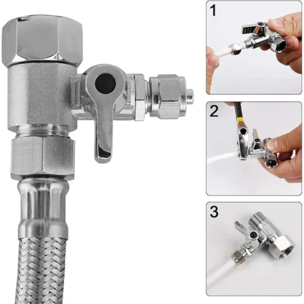 Válvula de cierre de bola adaptador en T 3/8 X 3/8 X 1/4" de cobre 3 vías - Imagen 4