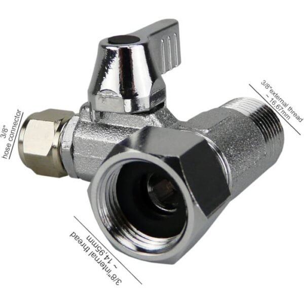 Válvula Smardy de cierre adaptador en T  3/8 x 3/8 x 3/8 pulgadas grifo - Imagen 5