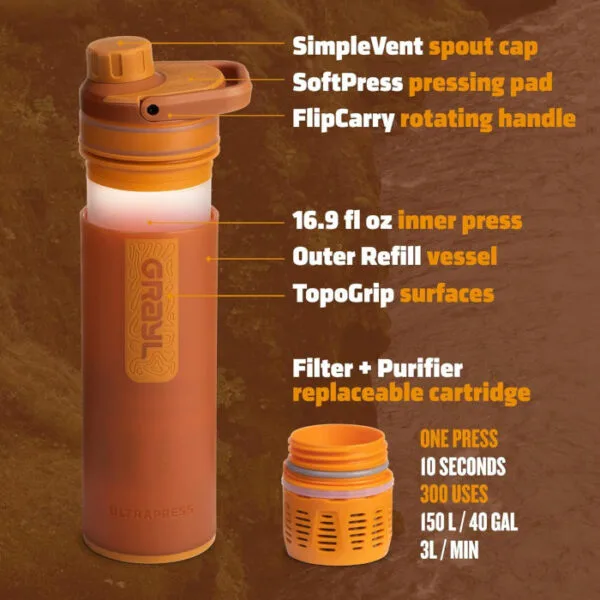 UltraPress 500ml Filtro de agua para exteriores 99,99% bacterias y virus - Imagen 4