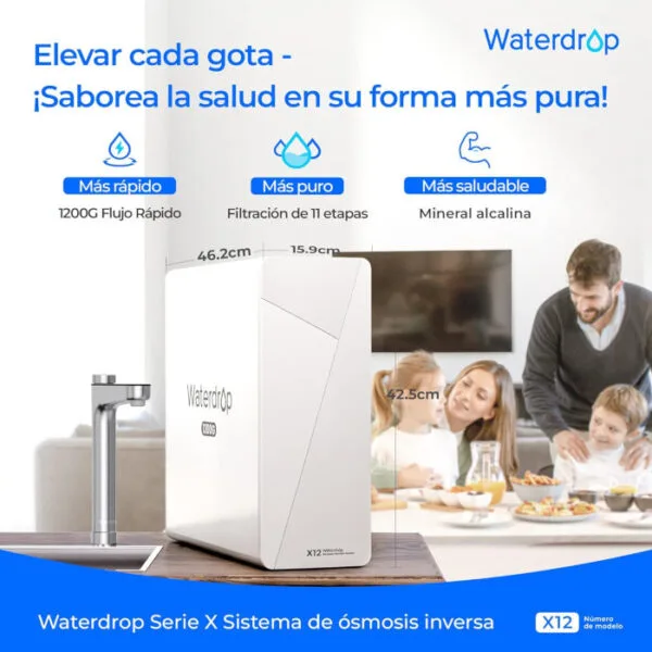 Waterdrop X12 mineral alcalino pH+ 1200 GPD de flujo rápido - Imagen 2