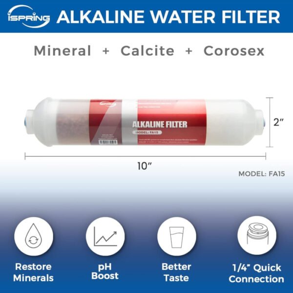 iSpring FA15 Cartucho de reemplazo o complemento de conexión en línea de equilibrio de pH y restauración de minerales - Imagen 4